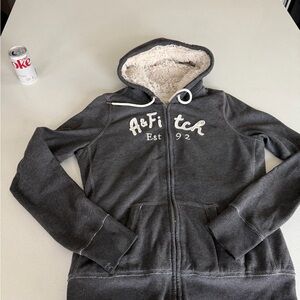 Abercrombie & Fitch Charcoal Hoodie with Cream Lining